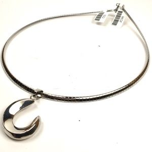 Omega choker with Retro Pendant Stainless Steel